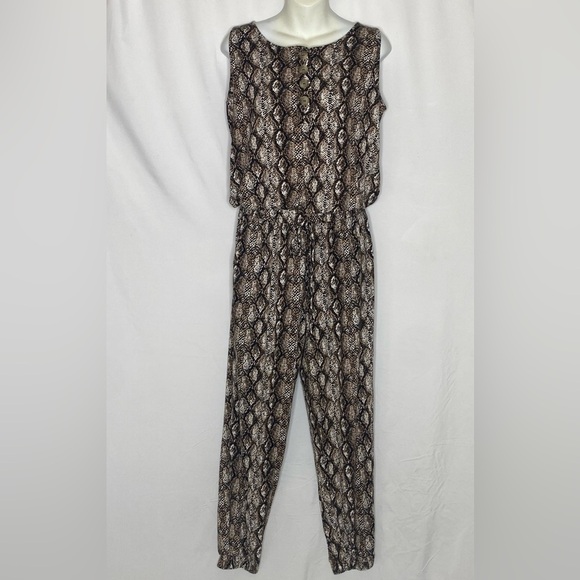 Zenana Outfitters Snake Print Jumpsuit - Picture 1 of 8